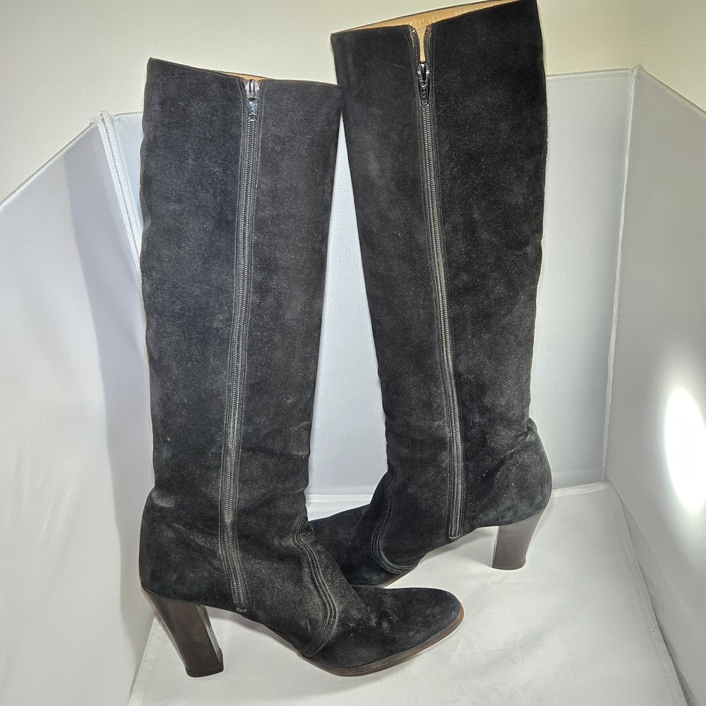 Bruno Magli Boots Womens 9AA Black Suede Leather Knee High Stefano Italy - Picture 3 of 5